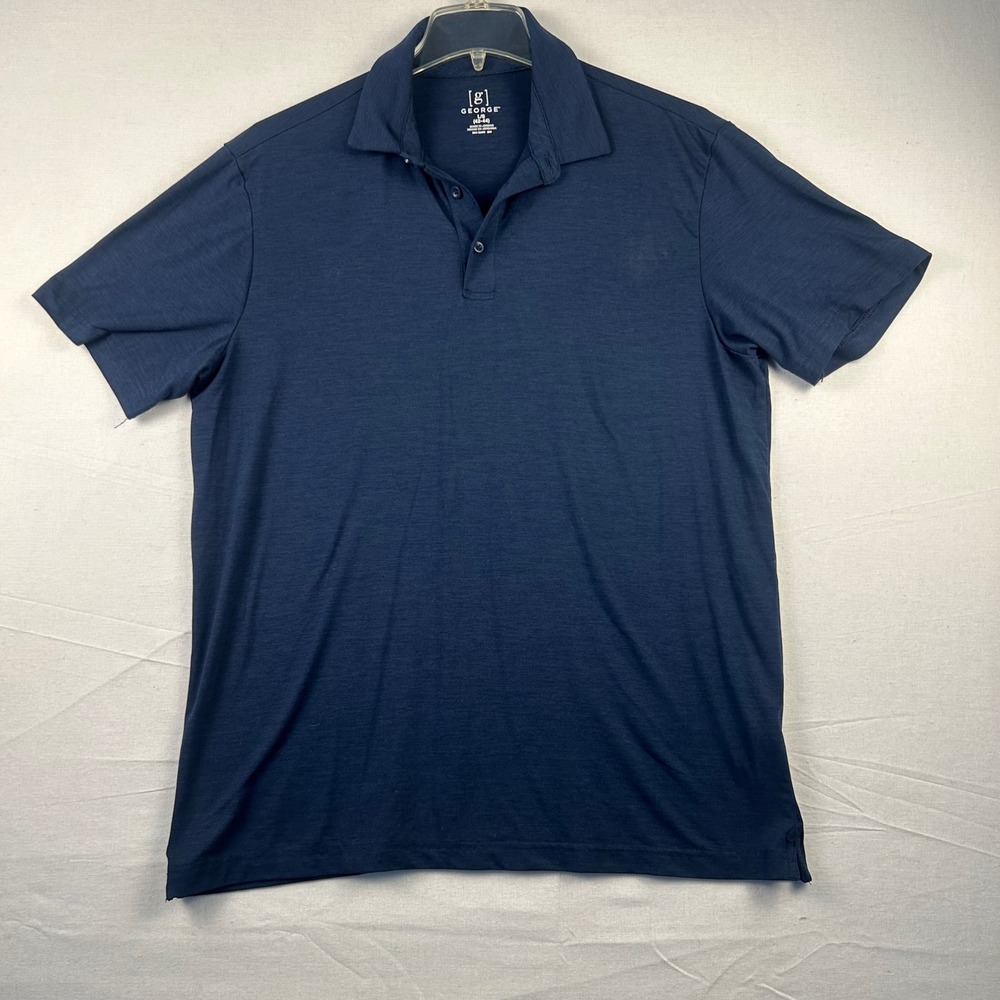 George Mens Short Sleeve Polo Shirt Navy Blue Heather L 42-44 GE32100021556